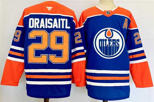 Mens Edmonton Oilers #29 Leon Draisaitl Royal 2024-25 Stitched Jersey